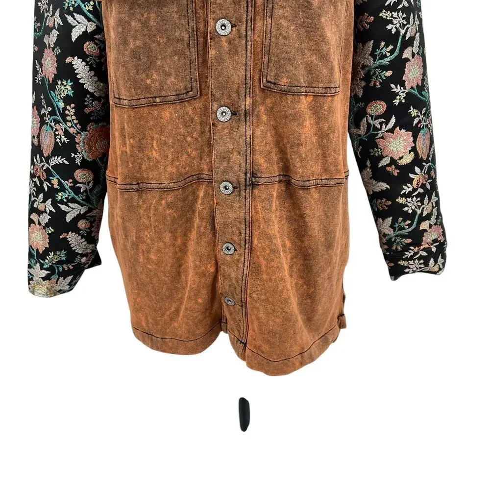 Aratta Silent Journey Coolness Floral Jacquard Sleeve Oversized Shacket Small - Picture 6 of 14